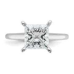 14k White Gold 2 1/2 carat Lab Grown Diamond VS+ F+ Princess Complete Solitare Engagement Ring