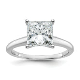 14k White Gold 2 1/2 carat Lab Grown Diamond VS+ F+ Princess Complete Solitare Engagement Ring