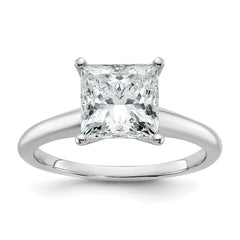 14k White Gold 2 1/2 carat Certified Lab Grown Diamond VS+ F+ Princess Complete Solitare Engagement Ring