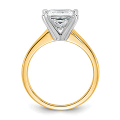14k Two-tone 2 1/2 carat Certified Lab Grown Diamond VS+ F+ Princess Complete Solitare Engagement Ring