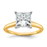 14k Two-tone 2 1/2 carat Lab Grown Diamond VS/SI+ G+ Princess Complete Solitare Engagement Ring