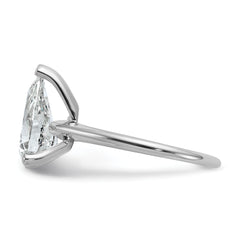 14k White Gold 2 1/2 carat Certified Lab Grown Diamond VS+ F+ Pear Solitare Complete Engagement Ring