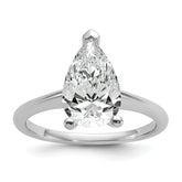 14k White Gold 2 1/2 carat Certified Lab Grown Diamond VS/SI+ G+ Pear Solitare Complete Engagement Ring