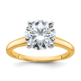 14k Two-Tone 2 1/2 carat Certified Lab Grown Diamond VS/SI+ G+ Round Complete Solitaire Engagement Ring