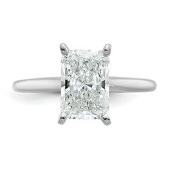 14k White Gold 2 1/2 carat Lab Grown Diamond VS+ F+ Radiant Solitare Complete Engagement Ring