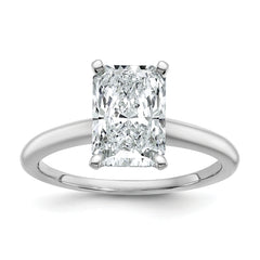 14k White Gold 2 1/2 carat Lab Grown Diamond VS+ F+ Radiant Solitare Complete Engagement Ring