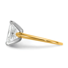 14k Two-tone 2 1/2 carat Certified Lab Grown Diamond VS+ F+ Radiant Solitare Complete Engagement Ring