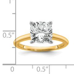 14k Two-tone 3 carat Lab Grown Diamond VS/SI+ G+ Cushion Complete Solitare Engagement Ring