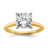 14k Two-tone 3 carat Lab Grown Diamond VS/SI+ G+ Cushion Complete Solitare Engagement Ring