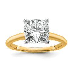 14k Two-tone 3 carat Lab Grown Diamond VS/SI+ G+ Cushion Complete Solitare Engagement Ring