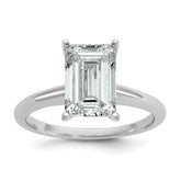14k White Gold 3 carat Lab Grown Diamond VS/SI+ G+ Emerald Solitare Complete Engagement Ring