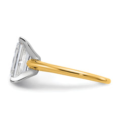 14k Two-tone 3 carat Lab Grown Diamond VS/SI+ G+ Emerald Solitare Complete Engagement Ring