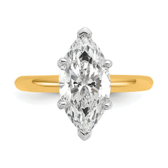 14k Two-tone 3 carat Lab Grown Diamond VS/SI+ G+ Marquise Solitare Complete Engagement Ring