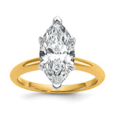 14k Two-tone 3 carat Certified Lab Grown Diamond VS/SI+ G+ Marquise Solitare Complete Engagement Ring