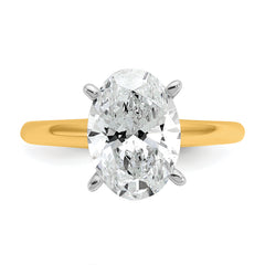 14k Two-Tone 3 carat Lab Grown Diamond VS+ F+ Oval Complete Solitaire Engagement Ring