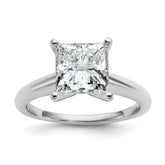 14k White Gold 3 carat Lab Grown Diamond VS+ F+ Princess Complete Solitare Engagement Ring