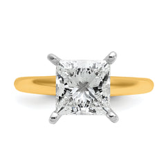 14k Two-tone 3 carat Certified Lab Grown Diamond VS+ F+ Princess Complete Solitare Engagement Ring