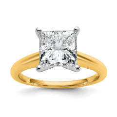 14k Two-tone 3 carat Certified Lab Grown Diamond VS+ F+ Princess Complete Solitare Engagement Ring