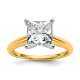 14k Two-tone 3 carat Lab Grown Diamond VS/SI+ G+ Princess Complete Solitare Engagement Ring
