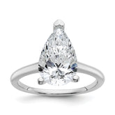 14k White Gold 3 carat Certified Lab Grown Diamond VS+ F+ Pear Solitare Complete Engagement Ring