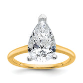 14k Two-tone 3 carat Certified Lab Grown Diamond VS/SI+ G+ Pear Solitare Complete Engagement Ring