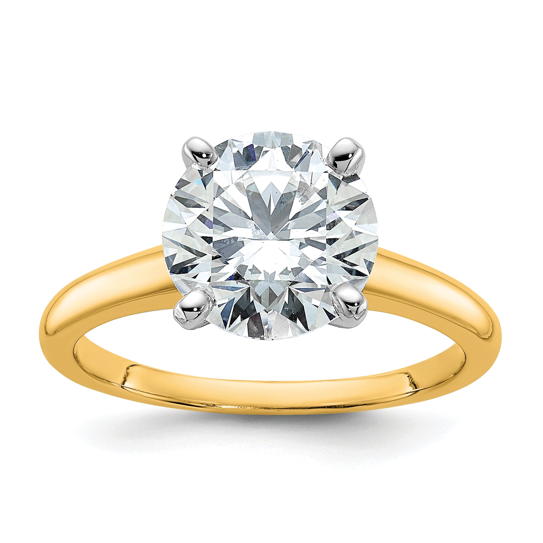 14k Two-Tone 3 carat Lab Grown Diamond VS/SI+ G+ Round Complete Solitaire Engagement Ring