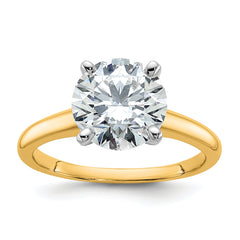 14k Two-Tone 3 carat Lab Grown Diamond VS/SI+ G+ Round Complete Solitaire Engagement Ring
