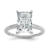 14k White Gold 3 carat Lab Grown Diamond VS+ F+ Radiant Solitare Complete Engagement Ring