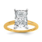 14k Two-tone 3 carat Certified Lab Grown Diamond VS+ F+ Radiant Solitare Complete Engagement Ring