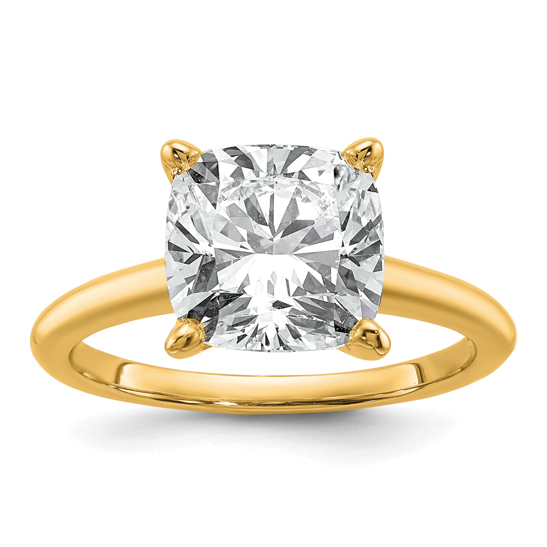 14k Two-tone 5 carat Certified Lab Grown Diamond VS+ F+ Cushion Complete Solitare Engagement Ring