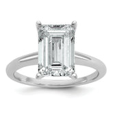 14k White Gold 4 carat Certified Lab Grown Diamond VS/SI+ G+ Emerald Solitare Complete Engagement Ring