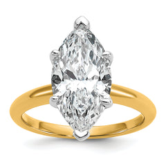 14k Two-tone 4 carat Certified Lab Grown Diamond VS+ F+ Marquise Solitare Complete Engagement Ring