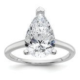 14k White Gold 4 carat Certified Lab Grown Diamond VS+ F+ Pear Solitare Complete Engagement Ring