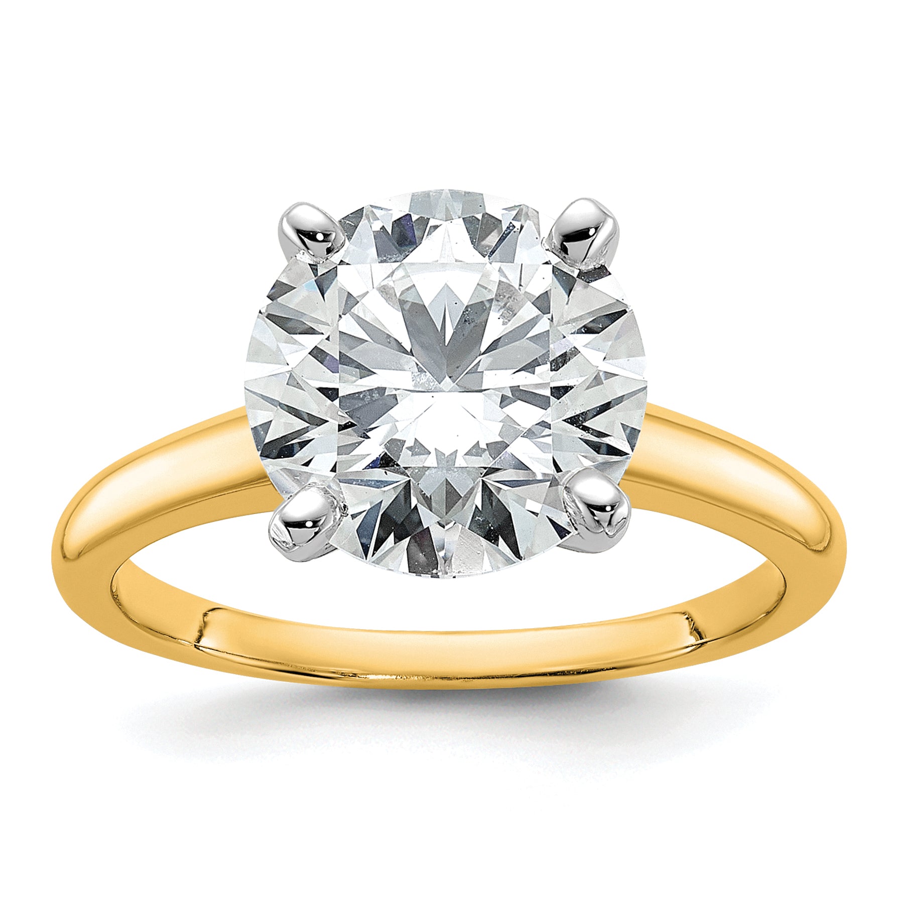 14k Two-Tone 4 carat Certified Lab Grown Diamond VS+ F+ Round Complete Solitaire Engagement Ring