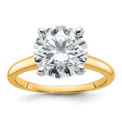14k Two-Tone 4 carat Certified Lab Grown Diamond VS+ F+ Round Complete Solitaire Engagement Ring