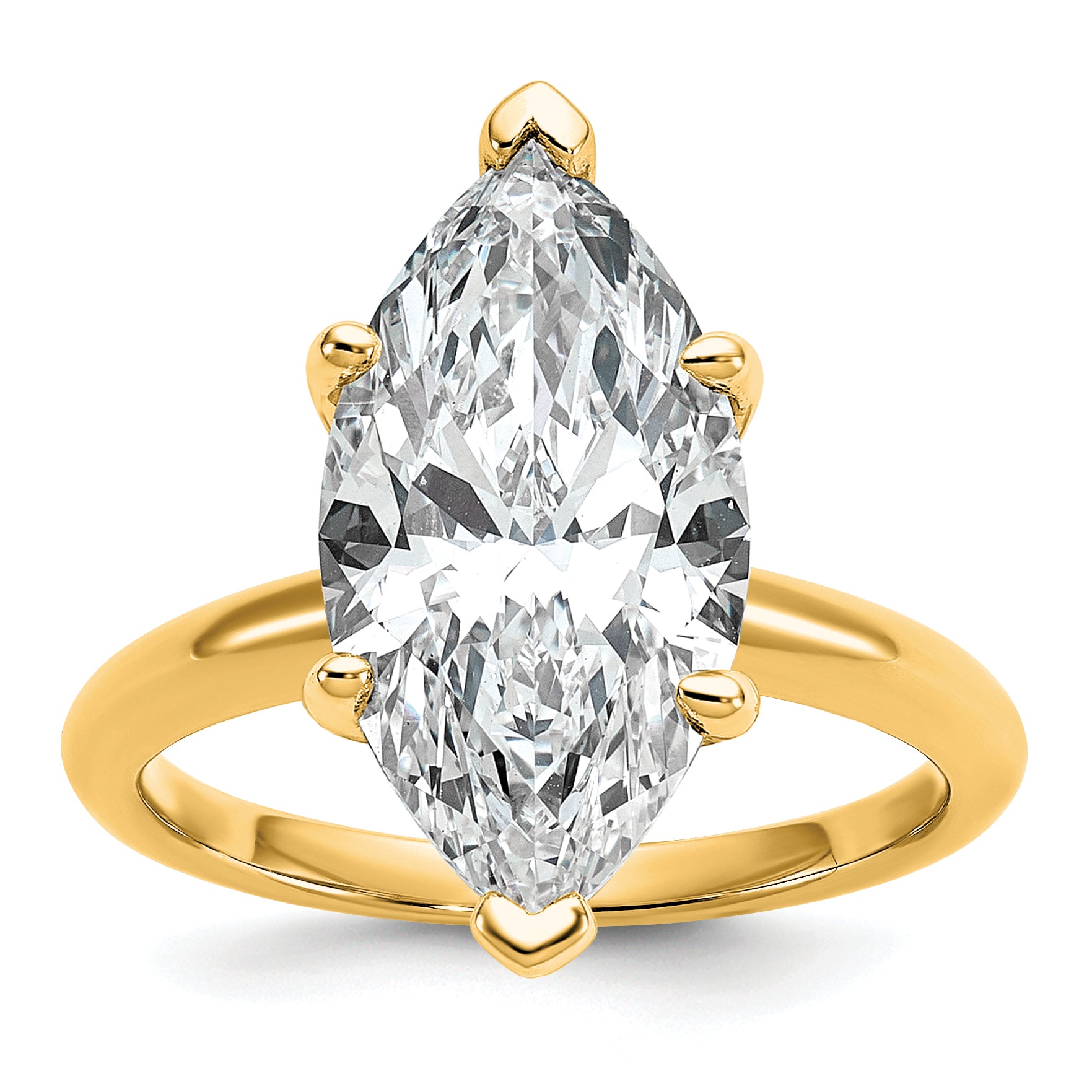 14k Two-tone 5 carat Certified Lab Grown Diamond VS/SI+ G+ Marquise Solitare Complete Engagement Ring