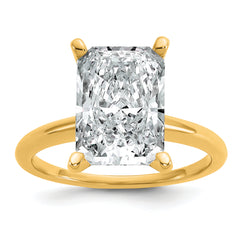 14k Two-tone 5 carat Certified Lab Grown Diamond VS/SI+ G+ Radiant Solitare Complete Engagement Ring