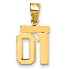 10k Small Polished Number 01 Charm