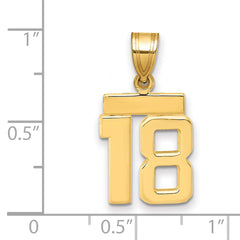 14k Small Polished Number 18 Charm