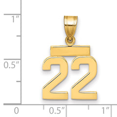 14k Small Polished Number 22 Charm