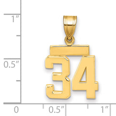 14k Small Polished Number 34 Charm