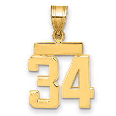14k Small Polished Number 34 Charm