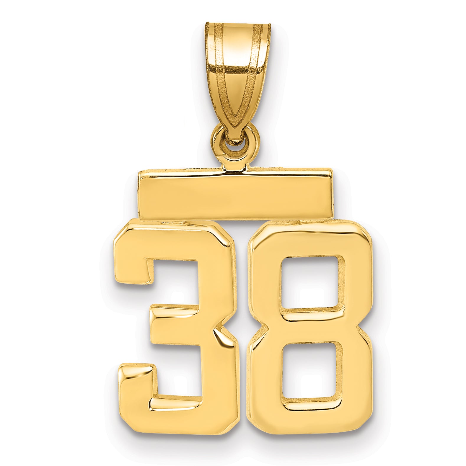14k Small Polished Number 38 Charm