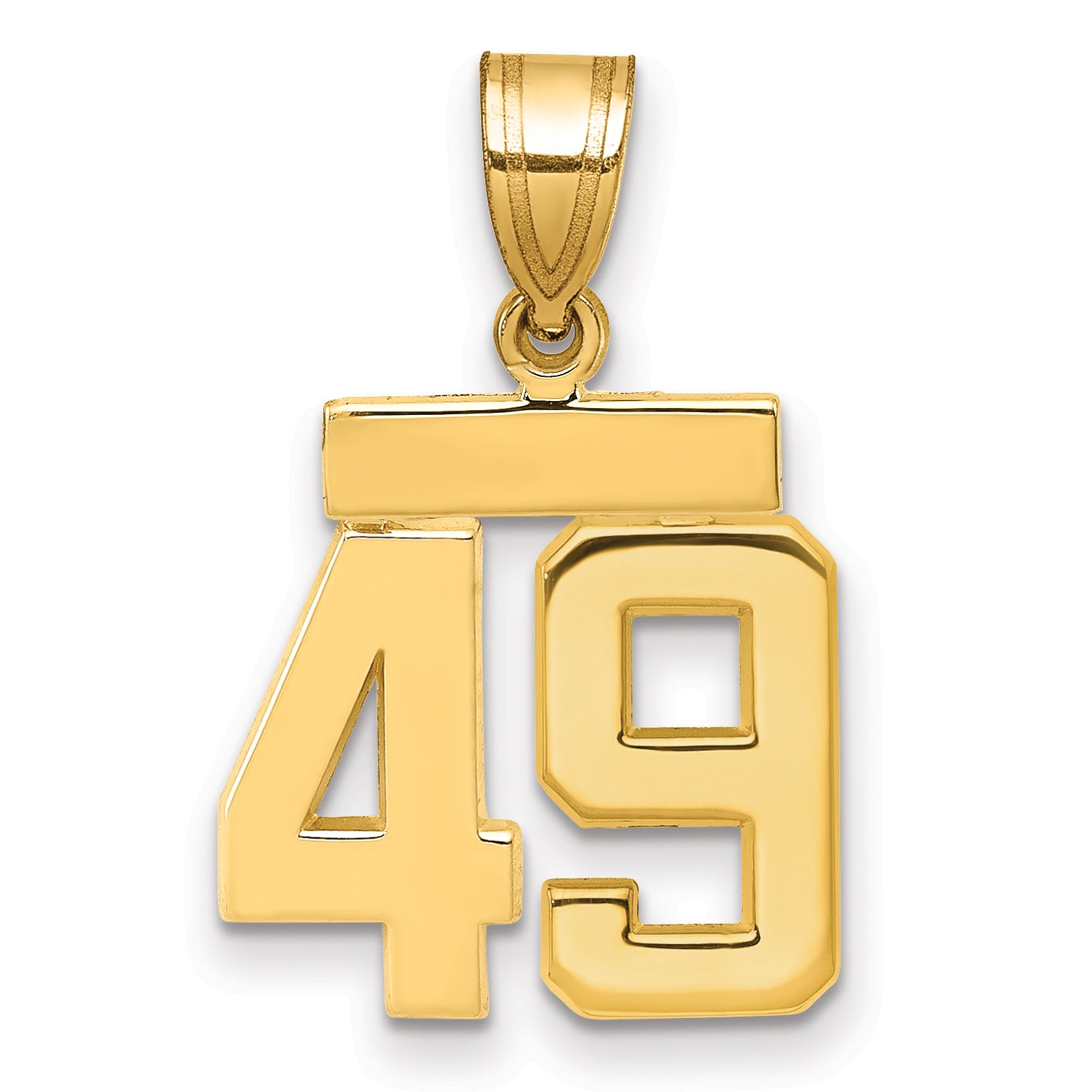 14k Small Polished Number 49 Charm