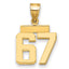 14k Small Polished Number 67 Charm