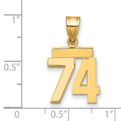 14k Small Polished Number 74 Charm