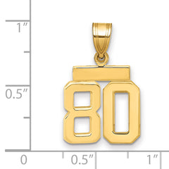 14k Small Polished Number 80 Charm