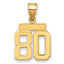 14k Small Polished Number 80 Charm