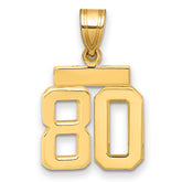 14k Small Polished Number 80 Charm