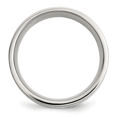 Chisel Stainless Steel with Sterling Silver Inlay Polished 8mm Flat Band